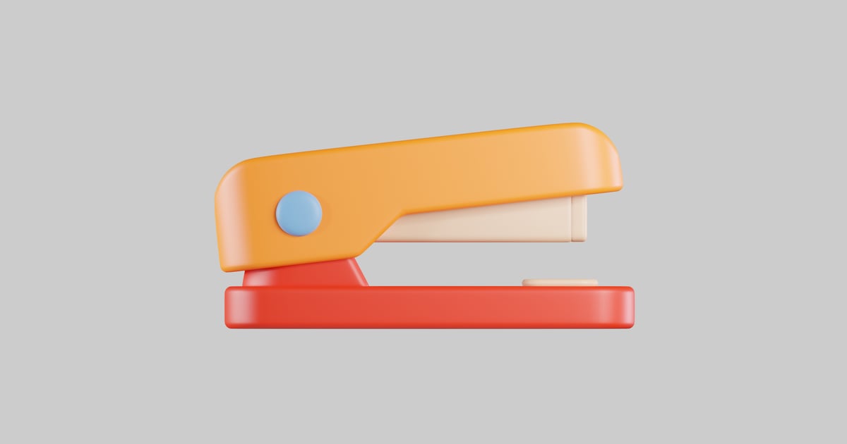 Stylized Stapler: Orange and Red 3D, Incl. Blue & clamp - Envato