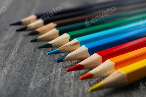 Preview: Concept of supplies for drawing - Colorful pencils