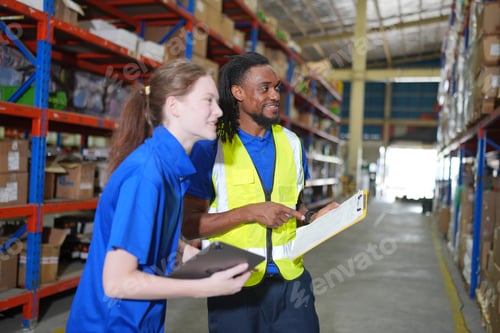 Preview: Employee of a logistics warehouse conducts an inventory of products