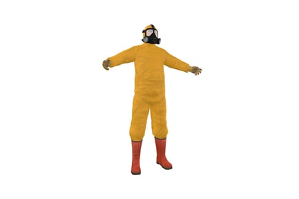 Preview: Figure in yellow hazmat suit with extended arms