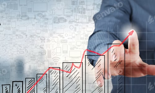Preview: Close Up Of Businessman Touching Increasing Graph On Media Screen