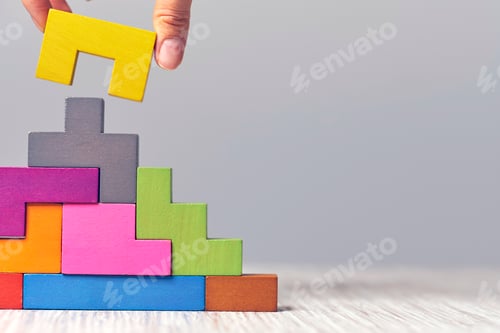 Preview: staircase wooden cubes. Business development concept. Concept of progress.