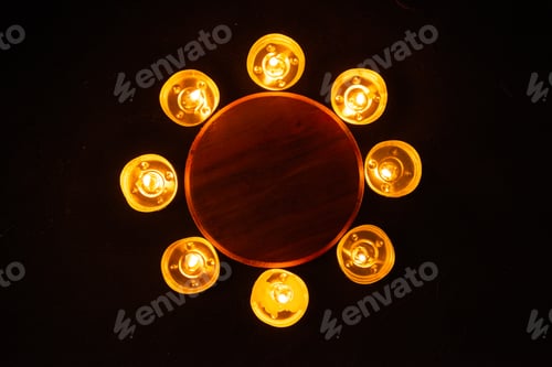 Preview: top view of burning candles as memory for fallen dark surface war death israel warrior