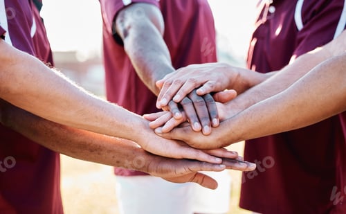 Preview: Hands, sports and collaboration in trust, unity or partnership together in solidarity for motivatio