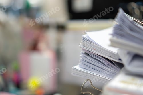 Preview: Stack of paper, Document, many jobs waiting to be done on the table, busy concept