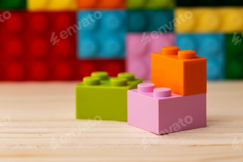 Preview: Details of children's plastic building kit close up