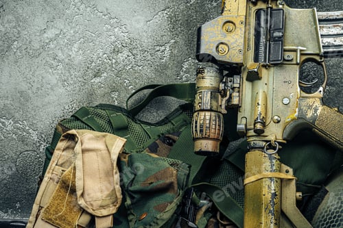 Preview: Modern weapon series. US Army assault rifle, close up