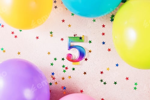Preview: Colorful Fifth Celebration: Rainbow Number and Balloons