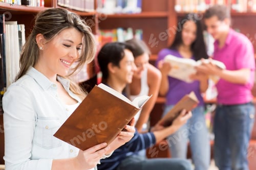Preview: Woman With A Group Of Students At The Library