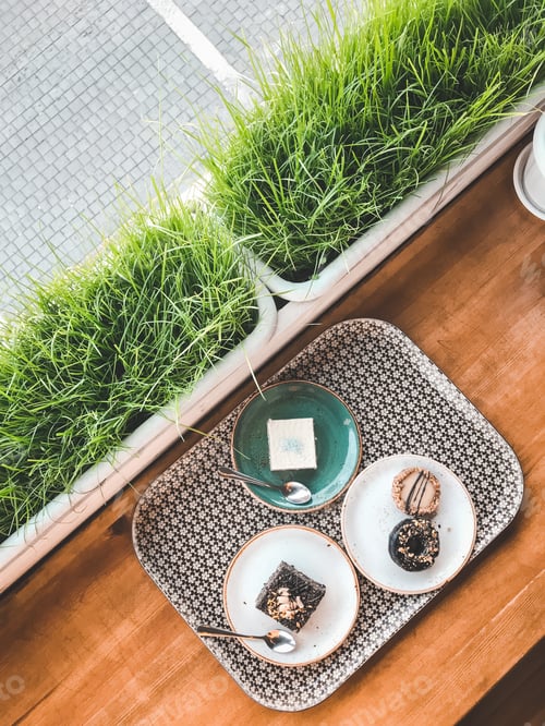 Preview: Vegan desserts on plates in a cafe