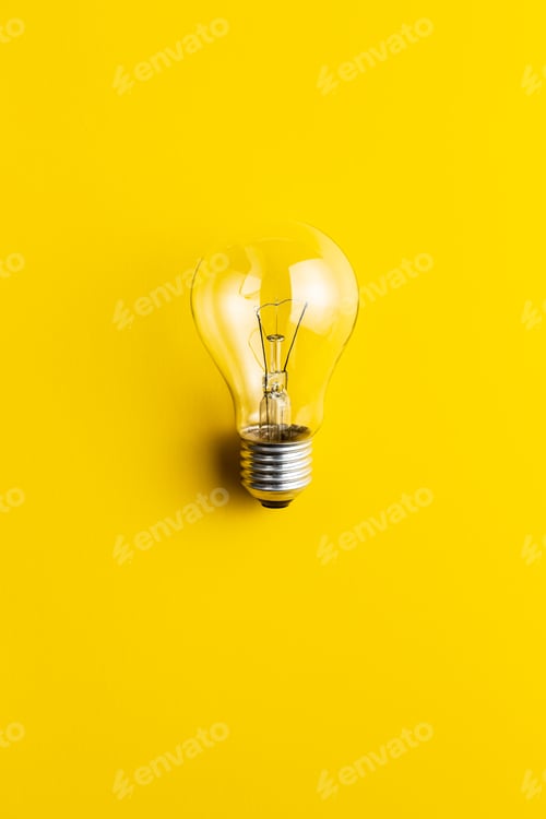 Preview: Lightbulb on Yellow Background, Creative Idea Concept
