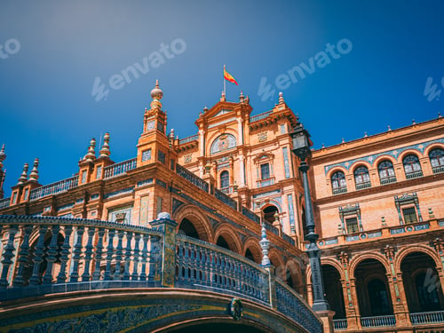 Preview: Beautiful shot of Seville Plaza de Espana in Andalusia Spain square