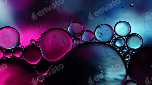 Preview: Abstract Colorful Food Oil Drops Bubbles and spheres Flowing on Water Surface