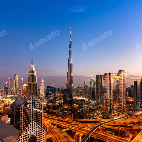 Preview: Burj Khalifa at dusk, Dubai, UAE