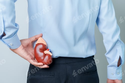 Preview: Man holding Anatomical human kidney Adrenal gland model.