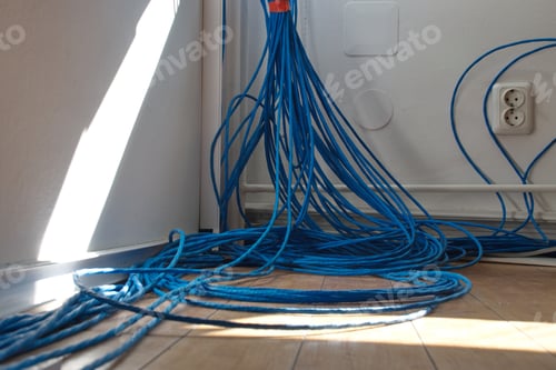 Preview: Electrical wires, industrial cables. Wire connection, cable power energy