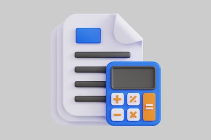 Preview: Accountancy document with blue calculator