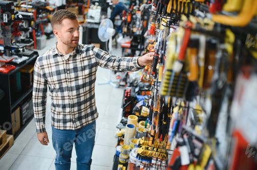 Preview: Portrait of mature man standing in hardware store