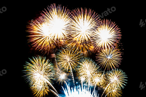 Preview: Abstract colorful firework display for celebration anniversary