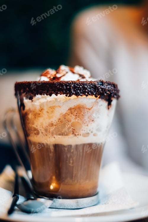 Preview: Glass of coffee with chocolate