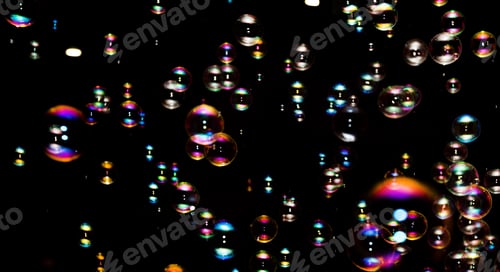 Preview: Soap Bubbles On A Black Background Have A Place For Recording