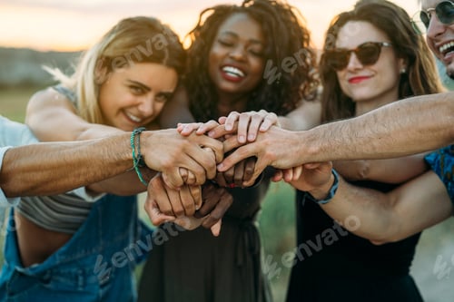 Preview: Friends holding hands together