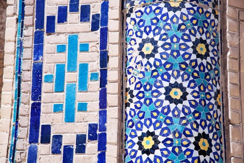 Preview: Traditional uzbek pattern on the ceramic tile on the wall of the mosque