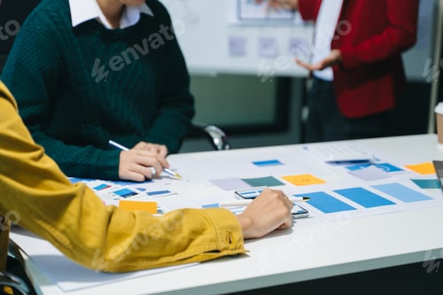 Preview: UX graphic designer planning application process development prototype wireframe for web smart phone