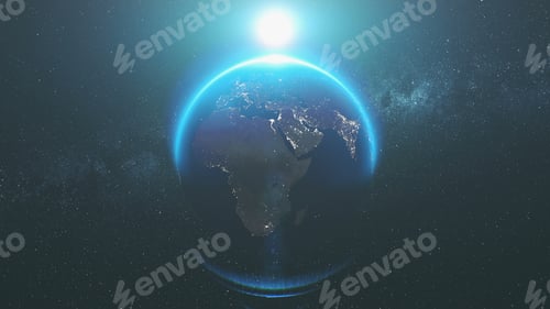 Preview: Earth with Sunlight Glows in Space