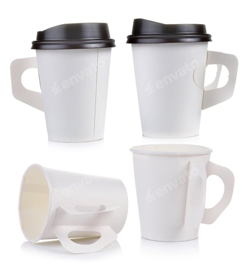 Preview: Takeout Coffee Cups Arranged on White Background