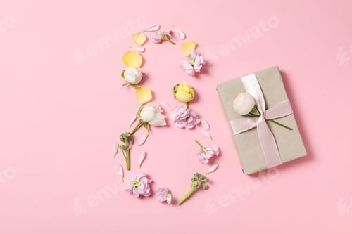 Preview: Concept of greeting, 8 march, Women's day, top view