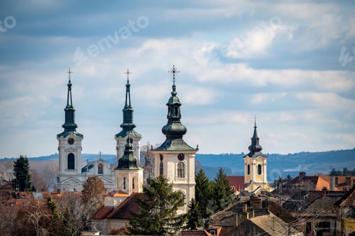 Preview: Closeup an old Sremski Karlovci under the blue sky in Serbia
