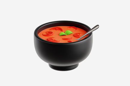 Preview: 3D Bowl of Tomato Soup with Spoon