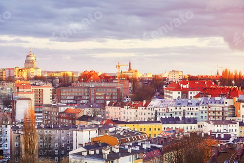 Preview: Purple sunset over Szczecin City, Poland