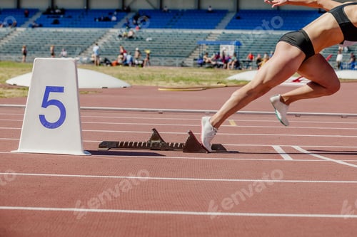 Preview: young female sprinter running