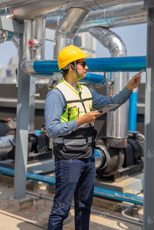 Preview: HVAC technician analyzes mechanical, electrical, plumbing systems with energy efficiency plan