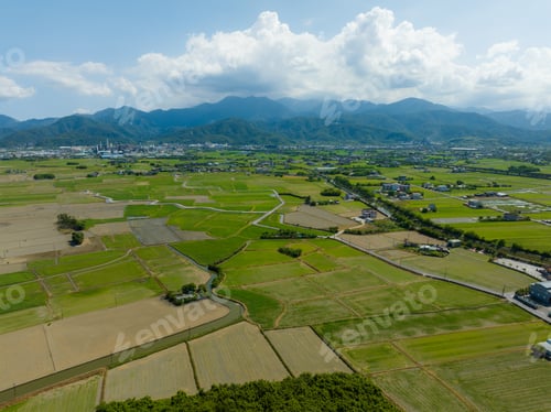 Preview: Top view of Dongshan rice meadow in Yilan of Taiwan