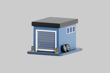 Preview: Cartoon garage with wheels detail