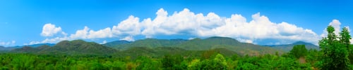 Preview: Landscape phot of mountain with blue sky and clouds. Panorama of nature.