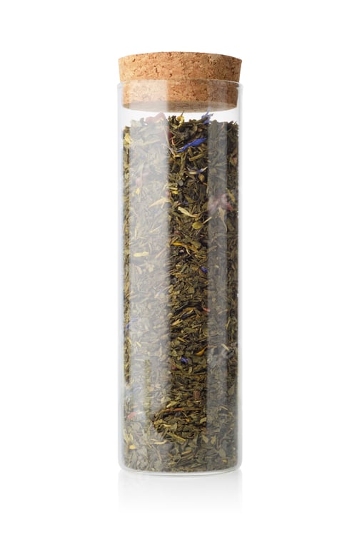 Preview: Jar of green tea isolated.