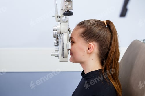 Preview: Clinic optometry instrument. Eyesight medical professional correction.