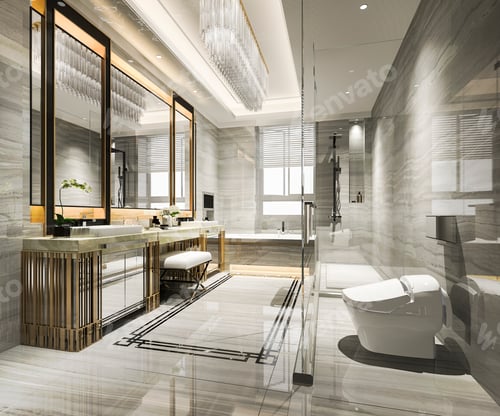 Preview: 3d rendering modern bathroom with luxury tile decor