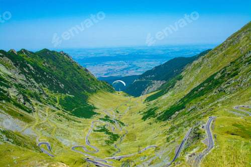 Preview: Aerial view of Transfagarasan road from Fagaras mountains Romania
