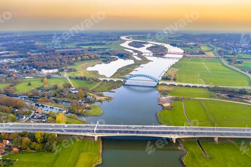 Preview: Lowland river IJssel with bridges