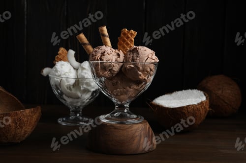 Preview: Summer dessert - ice cream, ice cream with coconut