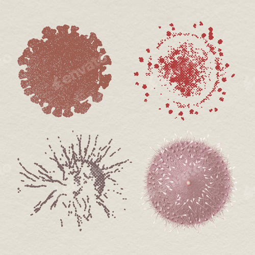 Preview: Coronavirus cells under the microscope illustration