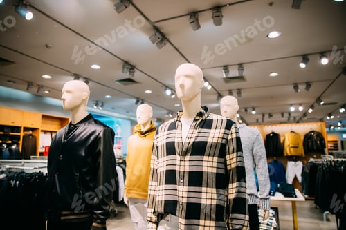 Preview: Mannequins Dressed In Male Man Casual Clothes In Store Of Shoppi
