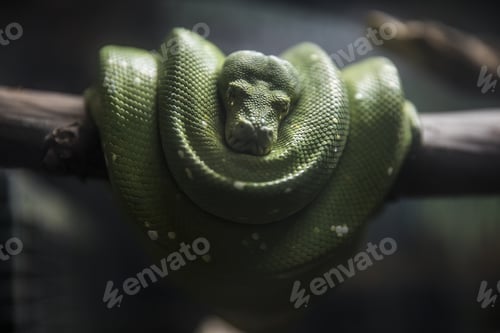 Preview: Selective focus shot of a feisty green snake