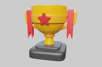 Preview: Cartoon achievement trophy with star