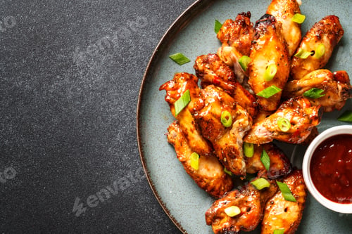 Preview: Chicken wings in bbq sauce grilled .